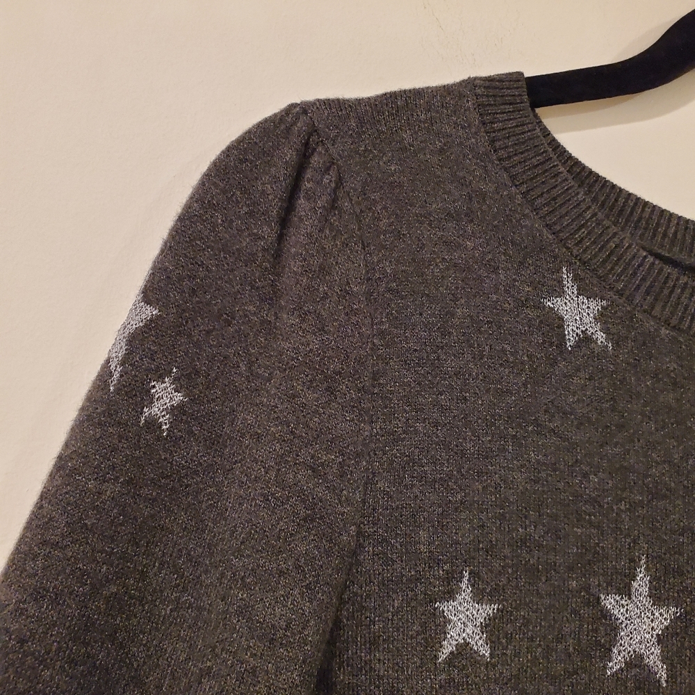 Ann Taylor Silver Thread Star Pattern Crewneck Sw… - image 6